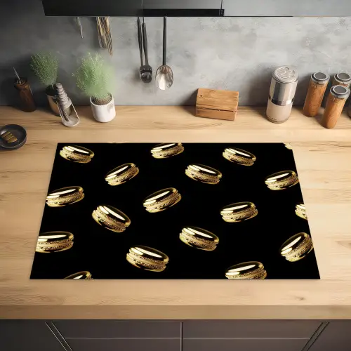 Macarons - Patroon - Goud - Zwart Inductie beschermer vinyl 3mm klein -sfeer5
