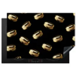 Macarons - Patroon - Goud - Zwart Inductie beschermer vinyl 3mm klein -3d