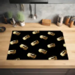 Macarons - Patroon - Goud - Zwart Inductie beschermer vinyl 3mm klein -sfeer5