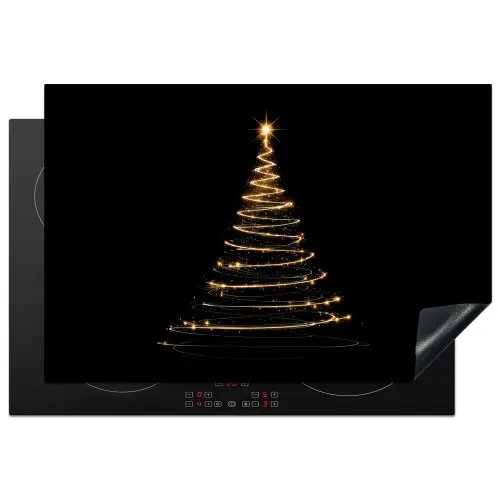 Magisch - Kerstboom - Lichtspiralen - Zwart Inductie beschermer vinyl 3mm klein -3d
