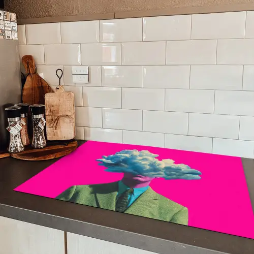 Man - Pak - Wolk - Roze Inductie beschermer vinyl 3mm klein -sfeer3