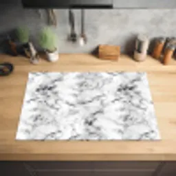 Marmer - Zwart - Dramatisch - Wit Inductie beschermer vinyl 3mm klein 276 -sfeer5