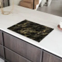 Marmer - Zwart - Goud Inductie beschermer vinyl 3mm klein 276 -sfeer8