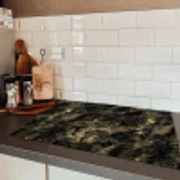 Marmer - Zwart - Goud Inductie beschermer vinyl 3mm klein 276 -sfeer3