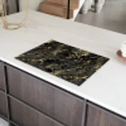 Marmer - Zwart - Goudstructuur Inductie beschermer vinyl 3mm klein 276 -sfeer8