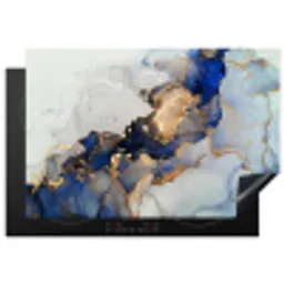 Marmer - Blauw - Goud Inductie beschermer vinyl 3mm klein -3d
