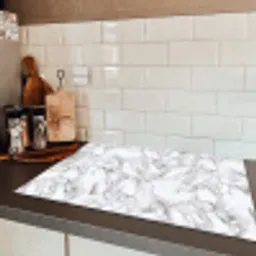 Marmer - Gelaagd - Brekend - Grijsstructuur Inductie beschermer vinyl 3mm klein 276 -sfeer3