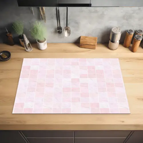 Marmer - Patroon - Mozaïek - Roze Inductie beschermer vinyl 3mm klein 276 -sfeer5