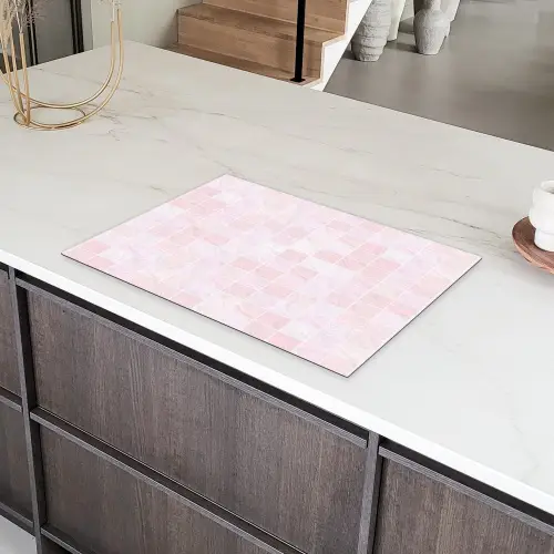 Marmer - Patroon - Mozaïek - Roze Inductie beschermer vinyl 3mm klein 276 -sfeer8