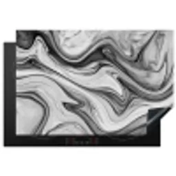 Marmer - Patronen - Grijs - Marmerlook - Zwart Inductie beschermer vinyl 3mm klein -3d