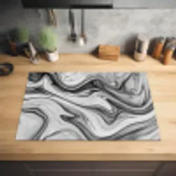 Marmer - Patronen - Grijs - Marmerlook - Zwart Inductie beschermer vinyl 3mm klein -sfeer5