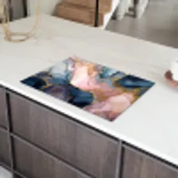 Marmer - Roze - Blauw Inductie beschermer vinyl 3mm klein -sfeer8