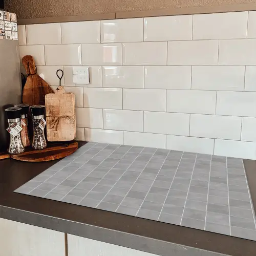 Mat - Wand - Tegels - Grijs Inductie beschermer vinyl 3mm klein 276 -sfeer3