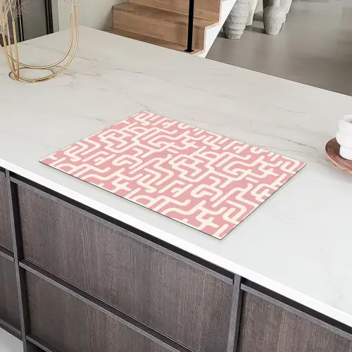 Doolhofpatroon - Roze - Wit - Abstract Inductie beschermer vinyl 3mm klein 276 -sfeer8
