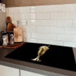 Milkshake - Goud - Drinken - Zwart Inductie beschermer vinyl 3mm klein -sfeer3