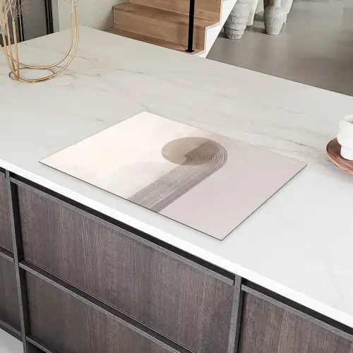 Minimalistisch - Cirkel - Lichtgrijs Inductie beschermer vinyl 3mm klein -sfeer8