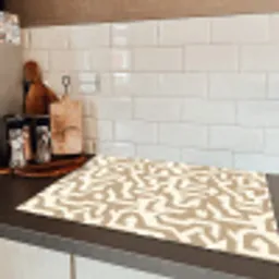 Modern - Abstract - Beige Inductie beschermer vinyl 3mm klein 276 -sfeer3