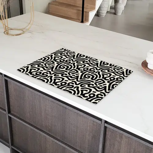Modern - Abstract - Zwart Inductie beschermer vinyl 3mm klein 276 -sfeer8