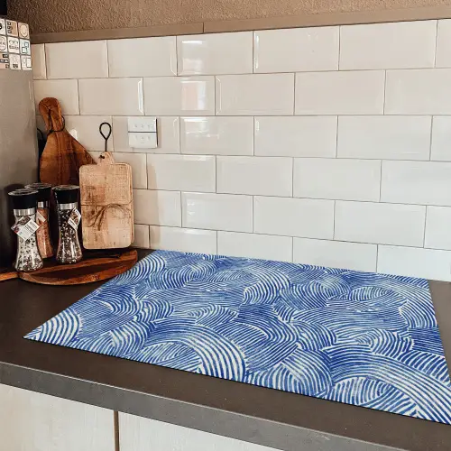 Modern - Abstract - Blauw Inductie beschermer vinyl 3mm klein 276 -sfeer3