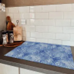 Modern - Abstract - Blauw Inductie beschermer vinyl 3mm klein 276 -sfeer3