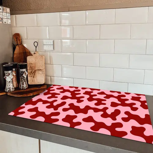 Modern - Abstract - Rood Inductie beschermer vinyl 3mm klein 276 -sfeer3