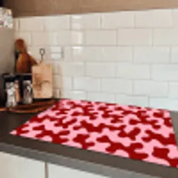 Modern - Abstract - Rood Inductie beschermer vinyl 3mm klein 276 -sfeer3