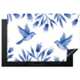 Modern - Vogels - Delfts - Blauw Inductie beschermer vinyl 3mm klein -3d
