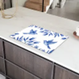 Modern - Vogels - Delfts - Blauw Inductie beschermer vinyl 3mm klein -sfeer8