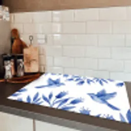 Modern - Vogels - Delfts - Blauw Inductie beschermer vinyl 3mm klein -sfeer3