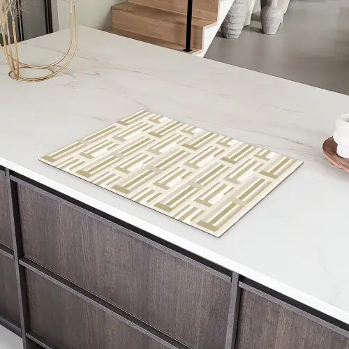 Modern - Geometrisch - Beige Inductie beschermer vinyl 3mm klein 276 -sfeer8