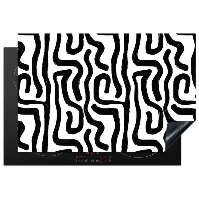 Modern - Lijnen - Zwart Inductie beschermer vinyl 3mm klein 276 -3d