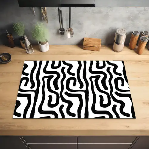 Modern - Lijnen - Zwart Inductie beschermer vinyl 3mm klein 276 -sfeer5