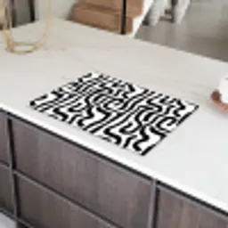 Modern - Lijnen - Zwart Inductie beschermer vinyl 3mm klein 276 -sfeer8