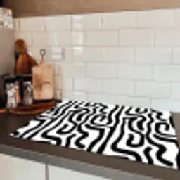 Modern - Lijnen - Zwart Inductie beschermer vinyl 3mm klein 276 -sfeer3