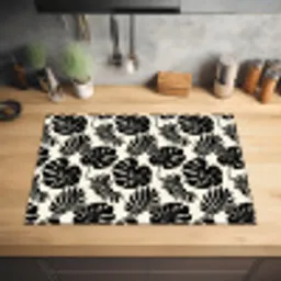 Modern - Monstera - Zwart Inductie beschermer vinyl 3mm klein 276 -sfeer5