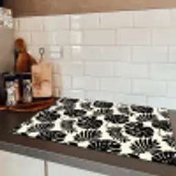 Modern - Monstera - Zwart Inductie beschermer vinyl 3mm klein 276 -sfeer3