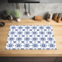 Modern - Patroon - Blauw - Roze Inductie beschermer vinyl 3mm klein 276 -sfeer5