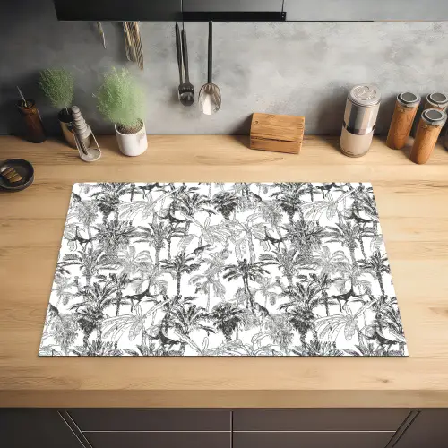 Aap - Oerwoud - Abstract - Grijs Inductie beschermer vinyl 3mm klein 276 -sfeer5