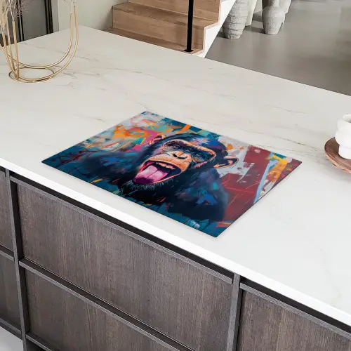 Aap - Tong - Abstract - Zwart Inductie beschermer vinyl 3mm middel -sfeer8