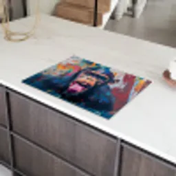 Aap - Tong - Abstract - Zwart Inductie beschermer vinyl 3mm middel -sfeer8