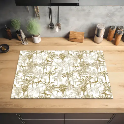 Apen - Jungle - Abstract - Beige Inductie beschermer vinyl 3mm klein 276 -sfeer5