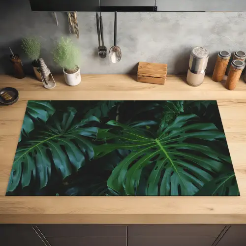 Monstera - Jungle - Bladeren Inductie beschermer vinyl 3mm middel -sfeer5