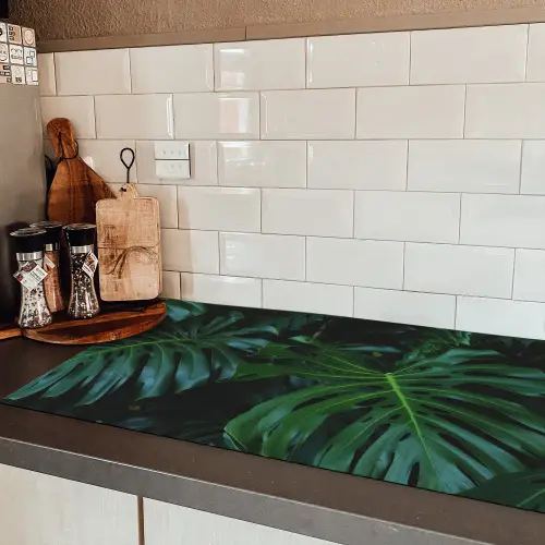 Monstera - Jungle - Bladeren Inductie beschermer vinyl 3mm middel -sfeer3