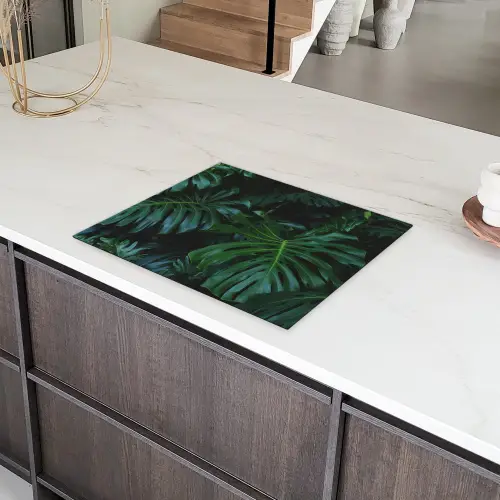 Monstera - Inductie beschermer - Bladeren - Tropical - Afdekplaat voor kookplaat Inductie beschermer vinyl 3mm groot -sfeer8