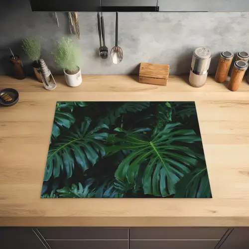 Monstera - Inductie beschermer - Bladeren - Tropical - Afdekplaat voor kookplaat Inductie beschermer vinyl 3mm groot -sfeer5