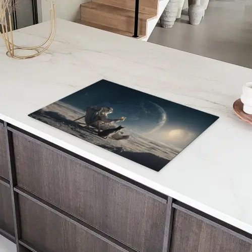 Maan - Kat - Astronaut - Ruimte Inductie beschermer vinyl 3mm klein -sfeer8