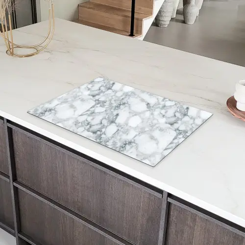 Mozaïek - Marmer - Wit - Onregelmatig Inductie beschermer vinyl 3mm klein 276 -sfeer8