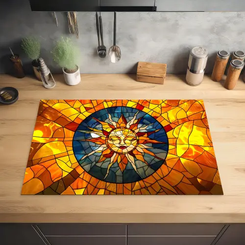Mozaïek - Zon - Geel - Cirkel Inductie beschermer vinyl 3mm klein -sfeer5