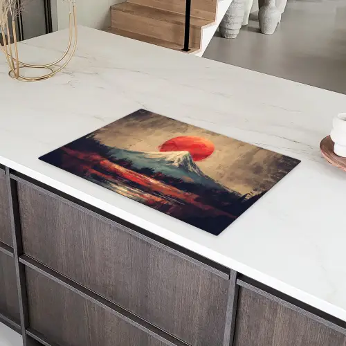 Bergtop - Sneeuw - Zon Inductie beschermer vinyl 3mm klein -sfeer8