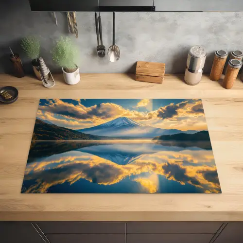 Berg - Rivier - Zonsondergang Inductie beschermer vinyl 3mm klein -sfeer5